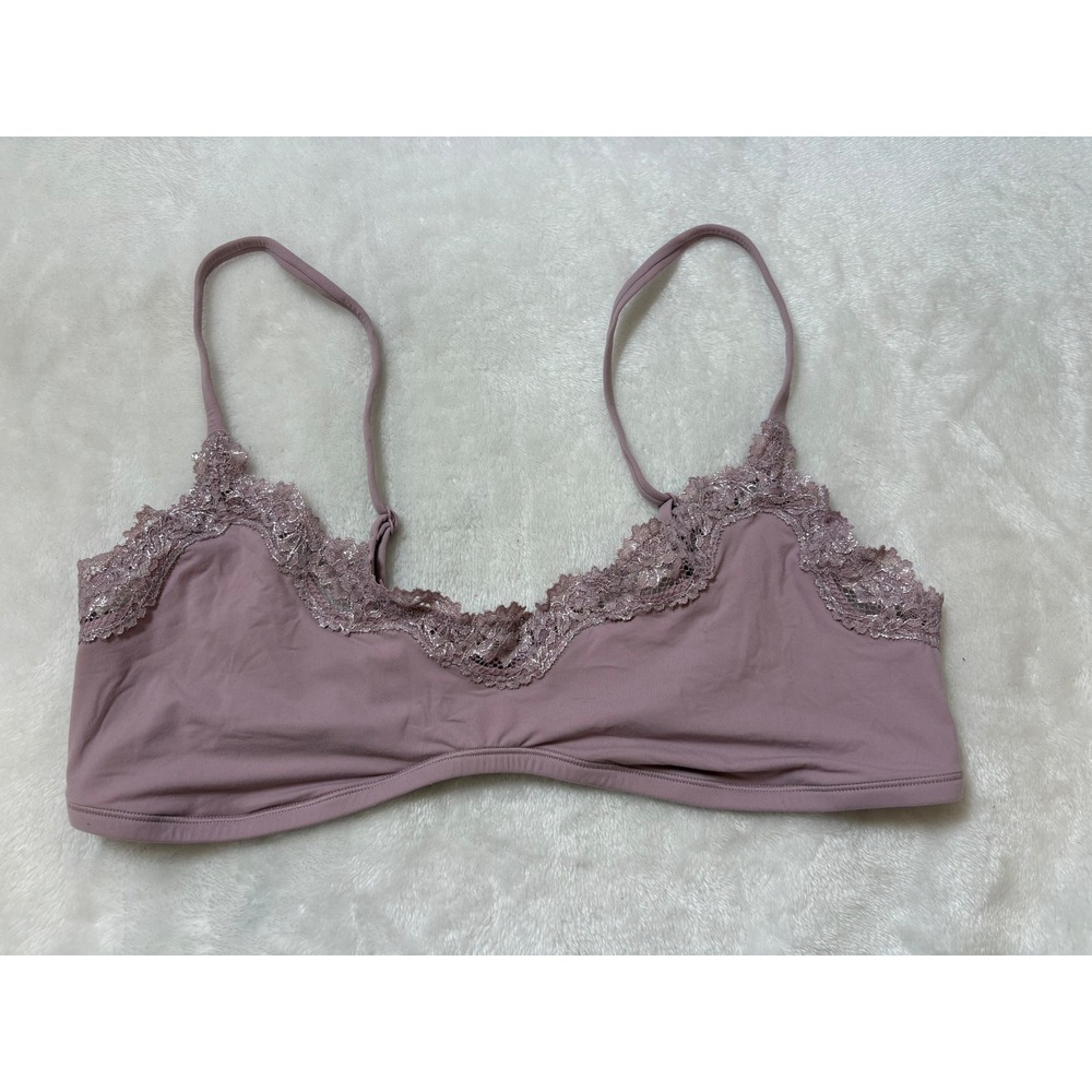 Skims Stretch Lace Plunge Bralette Dusty Plum Mauve SP-SCP-10331W Womens 2X